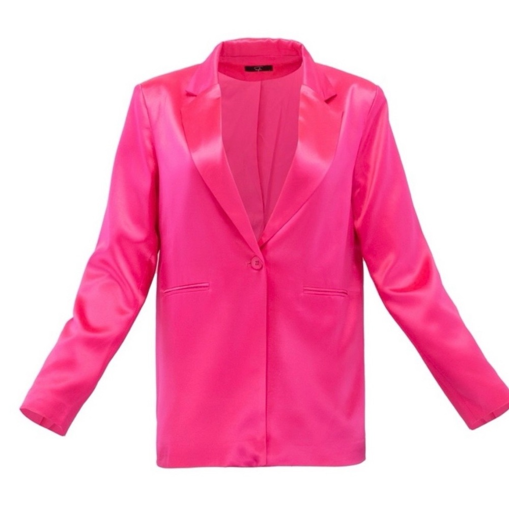 🩷Blazer & Shorts/Vibrant Hot Pink Satin (Barbie 💖) - Picture 2 of 5